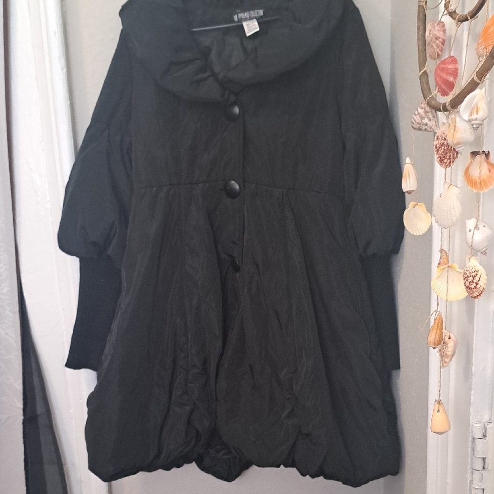 The Pyramid Collection Black Couture Bubble Puffer Coat